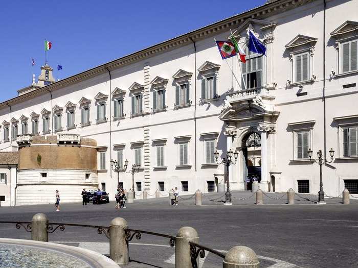 The Quirinal Palace in Rome, Italy, is one of three residences of the President of the Italian Republic. It is 20 times the size of the White House, and has been home to 30 popes, four Italian kings, and 12 Italian presidents.