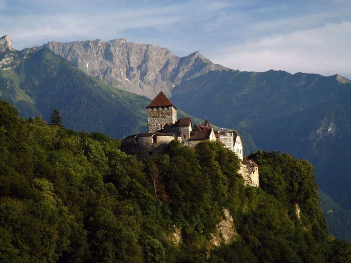 Perched on a hill in Vaduz, Liechtenstein, is Vaduz Castle, where Prince Hans-Adam II of Liechtenstein lives. Although closed to the public, on August 15—Liechtenstein’s National Day—large ceremonies are held on the lawns of the castle and participants are invited to the castle’s gardens for a reception.