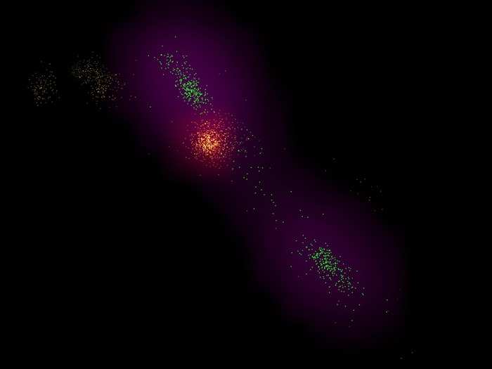 Bacterial DNA and a chemical probe binding inside bacteria, just following division