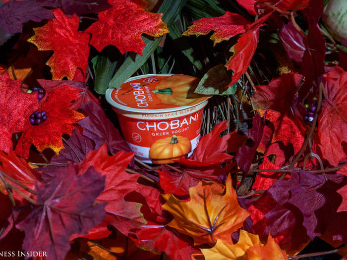 5. Chobani pumpkin spice Greek yogurt. This is the most preferred of the yogurts we tried. The texture of the yogurt blends well with the flavors and it