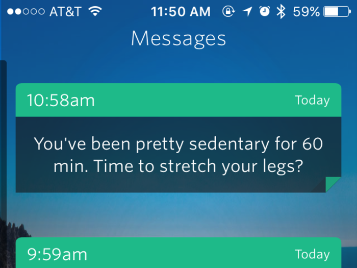 An aspect of the app that I found both annoying and (begrudgingly) helpful was the notification to get up and move every once in a while. Since I work in an office, I don