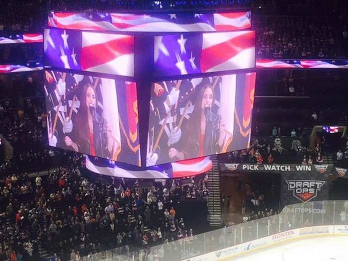 Performing artist Alexa Ray Joel, daughter of Billy Joel, sang "The Star-Spangled Banner."