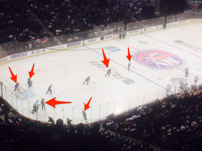 The Islander Ice Girls were replaced by a regular ice crew. The fans booed several times when the ice crew came onto the ice.