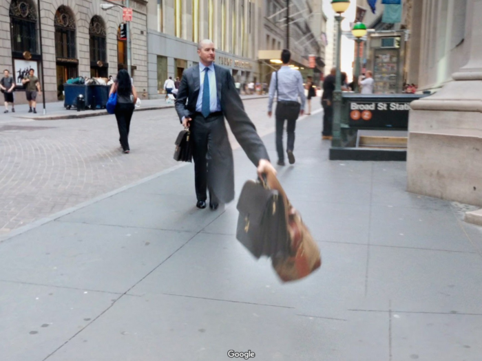 The incredible stretching man goes to work in New York City