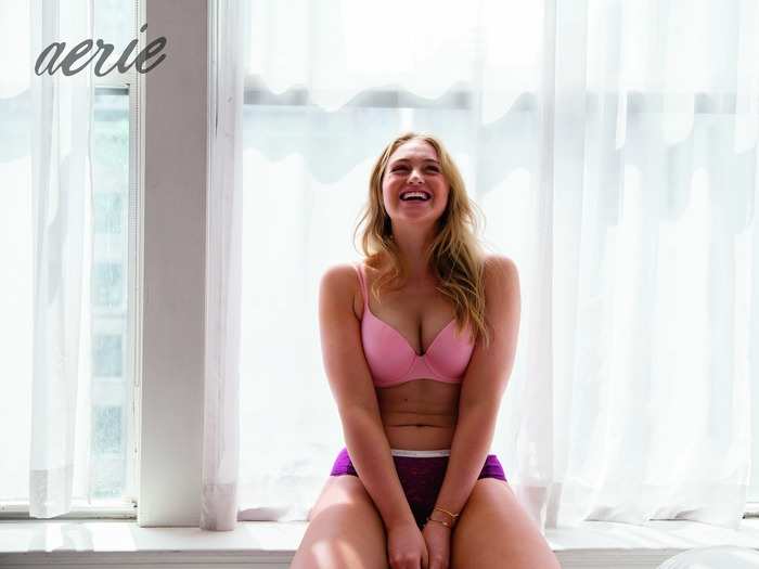 Iskra Lawrence has appeared unretouched in Aerie campaigns alongside other gorgeous models who forwent Photoshopping. Lawrence has continued to break ground by becoming a National Eating Disorder Awareness ambassador. She also created the NEDA Inspires seal, a seal of approval that indicates body-positive content.