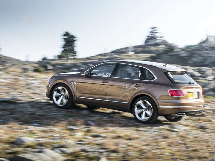 Although it may share a platform with smaller cars, the Bentayga is a hefty SUV. At just under 17 feet long, the off-roader tips the scale at more than 5,300 pounds.