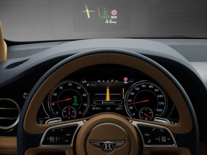 The Bentayga is also loaded up with modern tech, such as a head-up display, night vision, and adaptive cruise control.