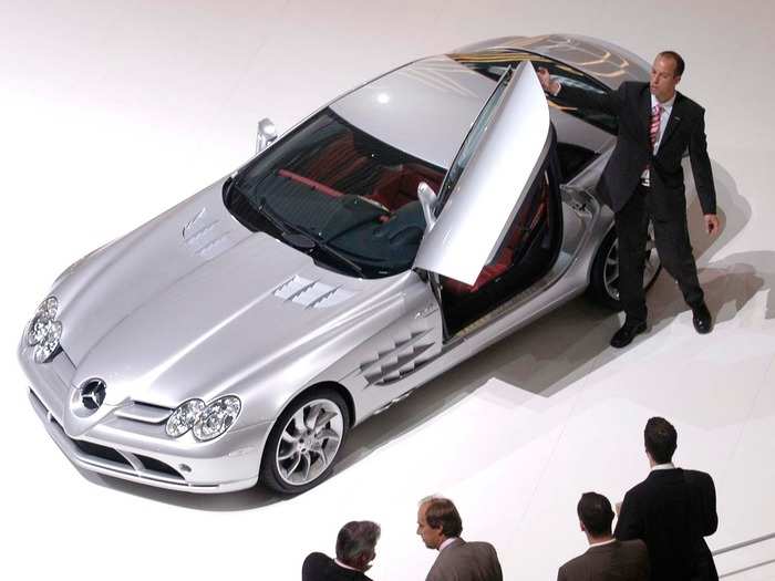 In 2003, McLaren and Mercedes-AMG teamed up to create the SLR super GT car. Note the doors.