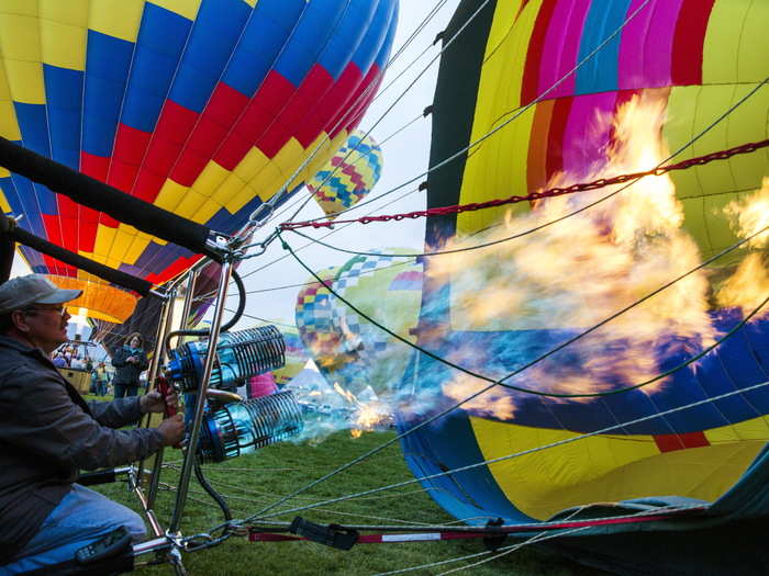 Due to the weather, some of the balloons were inflated but never lifted off.