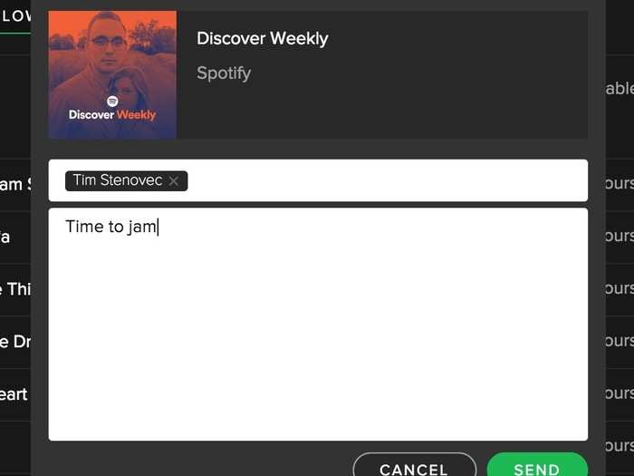 Share songs with your friends directly in Spotify.