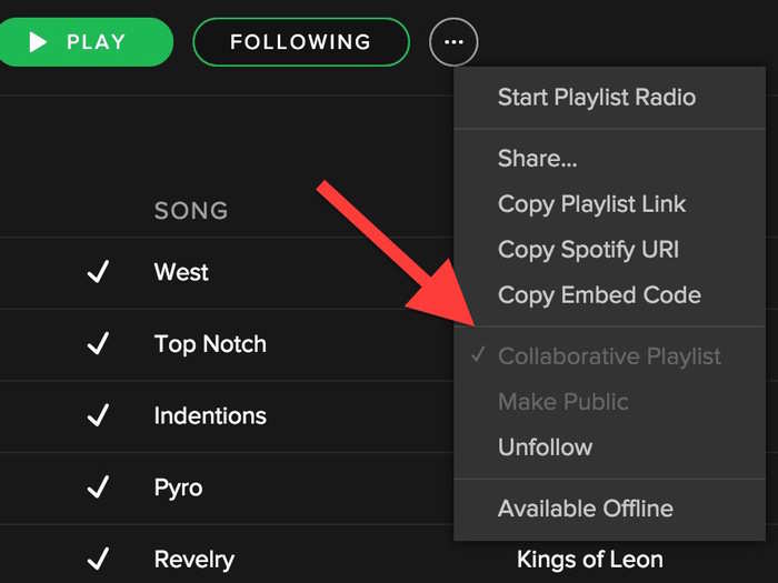 Make playlists collaborative so other people can add to them.