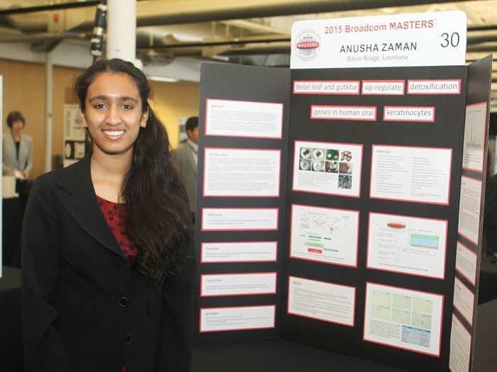 Anusha Zaman (14) studied the health affects of the betel plant.