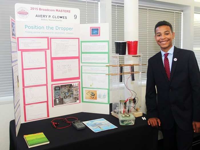 Avery Clowes (13) built and tested a machine that generated electricity from running water.