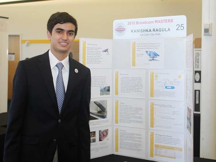 Kanishka Ragula (14) built a better tracking device for solar panels.