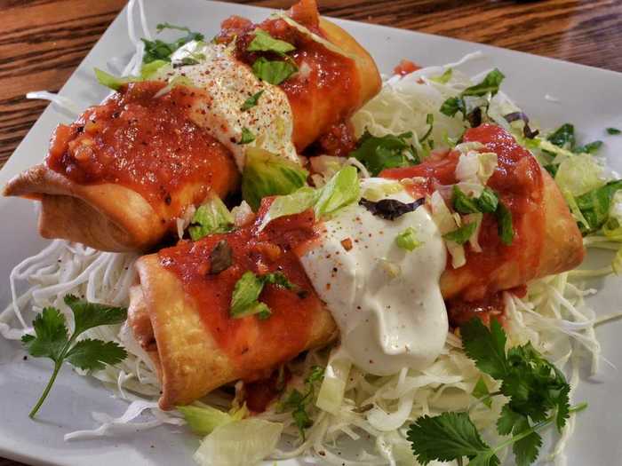 ARIZONA: Chimichangas—deep-fried and meat-filled tortillas—were allegedly invented in Tucson after a burrito was accidentally dropped into a fryer.