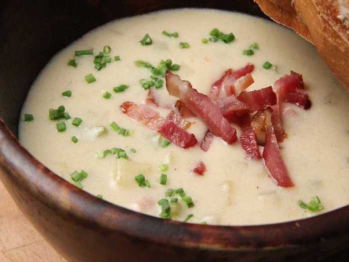 IDAHO: Idaho is sometimes called the "Potato State," so enjoy its main crop as a creamy potato chowder with diced bacon on top.