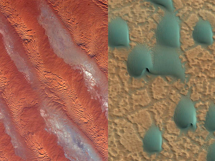 Which photo is of Earth and which of Mars?