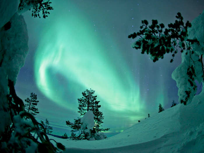 Gaze at the Aurora Borealis from Lapland, in northern Finland.