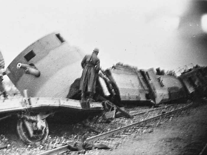 During WWII, the Germans derailed this Polish train with a bomb dropped by the Luftwaffe. It was deserted next to the tracks as the German soldiers neared.