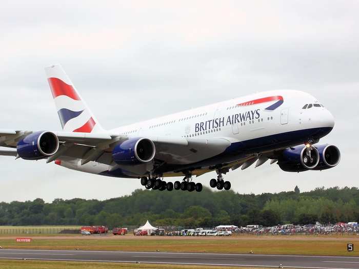 10. British Airways: With a waving Union Jack adorning the tail, British Airways delivers a modern take on traditional British elegance.