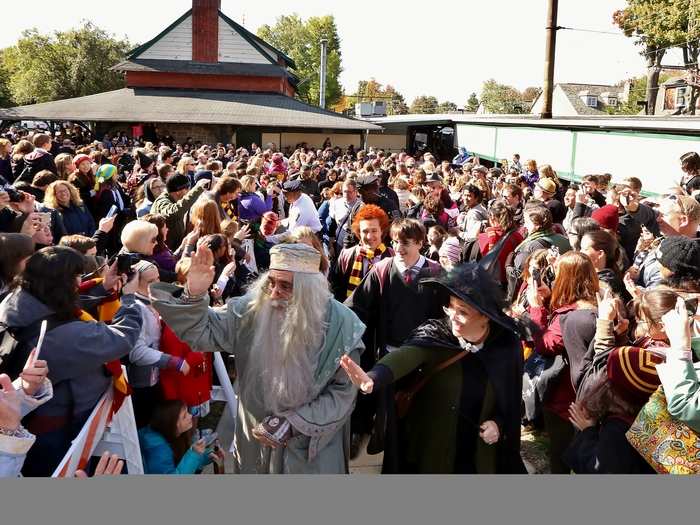 "We estimate 10,000 to 12,000 people attended this year," Sharkey told TI. Below you can see the crowds gathered at the train station, where the "Hogwarts Express" arrived from downtown Philly.