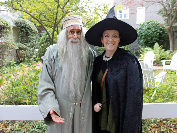 Albus Dumbledore and Minerva McGonagall were nearby, making sure the witches and wizards were enjoying themselves.