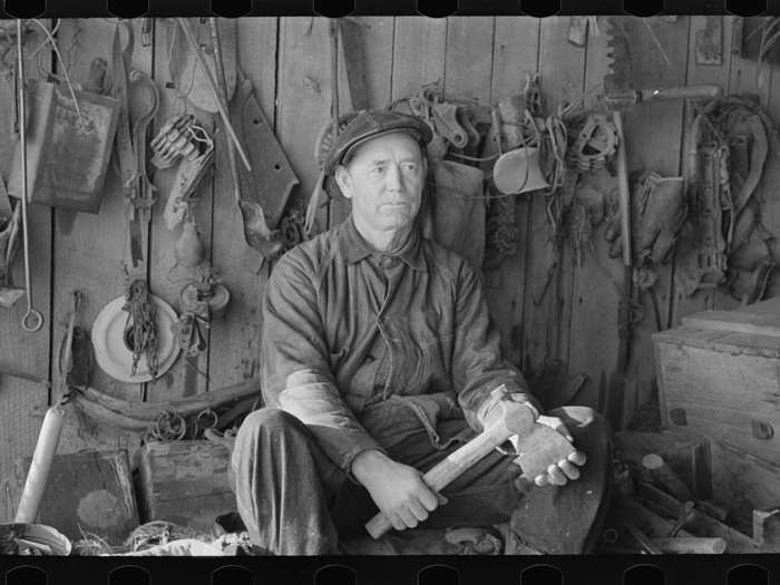 A farmer is seen in his tool house, near McLeansboro, Illinois.