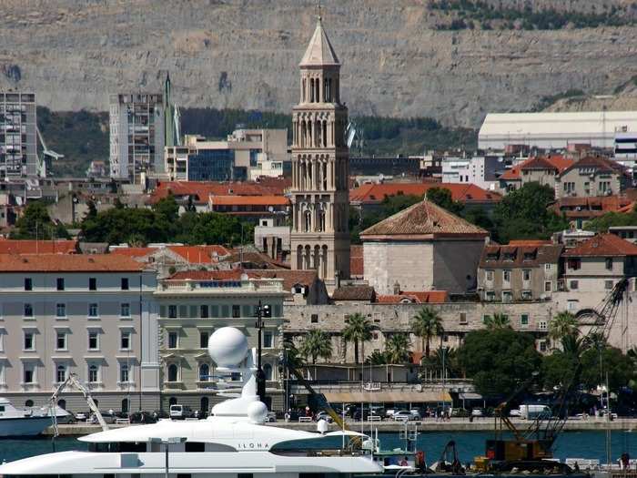 My mom rarely researched which cities had churches to climb; we stumbled upon them as we explored. During our cruise around the Greek islands, we stopped in Split, Croatia, and saw the Cathedral of Saint Domnius standing tall.