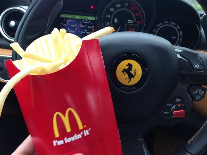 Of course, a road trip means drive-thrus. Would you like fries with your Ferrari?