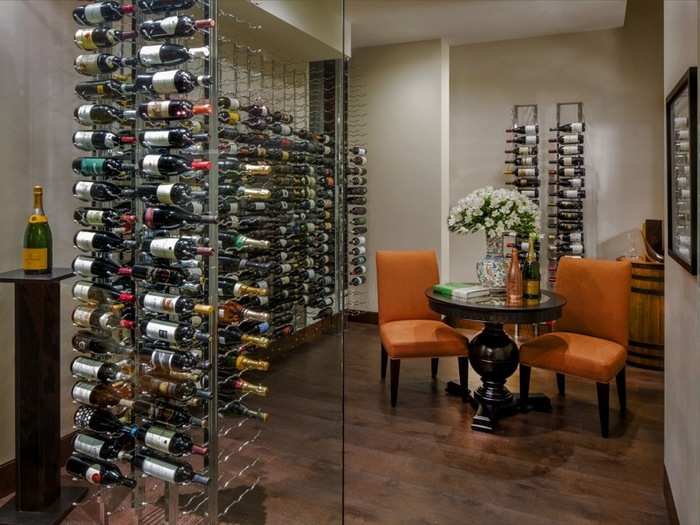 The wine cellar can store up to 1,000 bottles of wine.