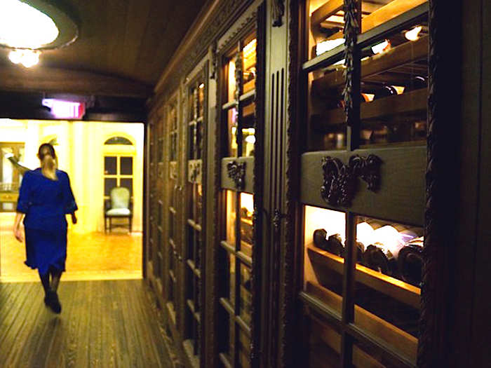 The main update to Club 33 was its lounge, Salon Nouveau. The entrance is through a wine cellar with hundreds of bottles.