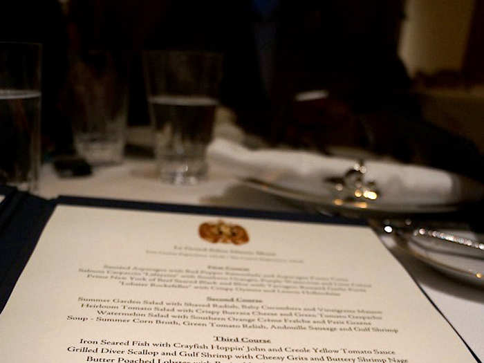 The menu in the dining room is "very expensive," Doyle said, and has six different courses, including dessert.