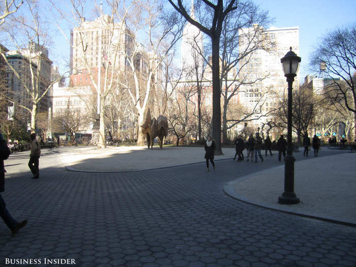 The point and shoot had trouble capturing the bright sunlight on the buildings.