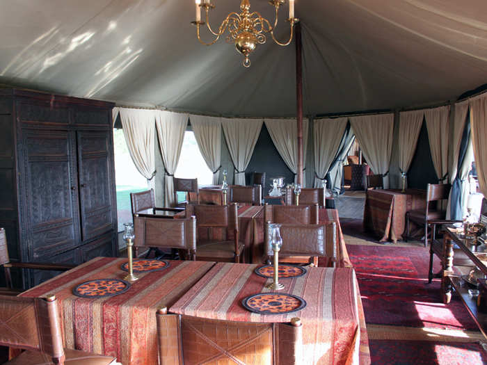 Our dinner table was in the dining tent. But guests are served dinner at tables set up throughout camp, and guests who stay several days can expect to eat in a different location every night.