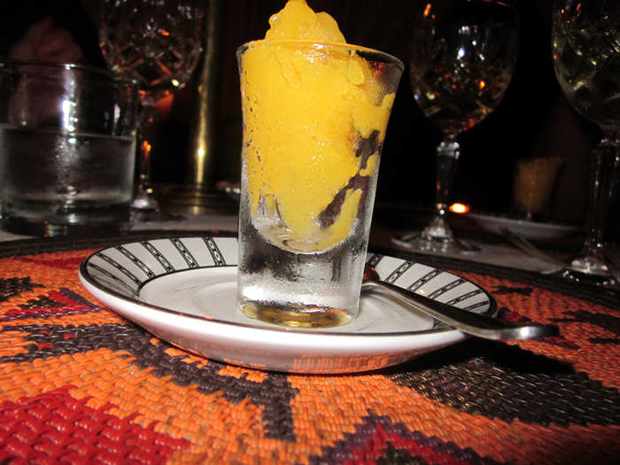 There was an intermezzo of mango and star anise granita.