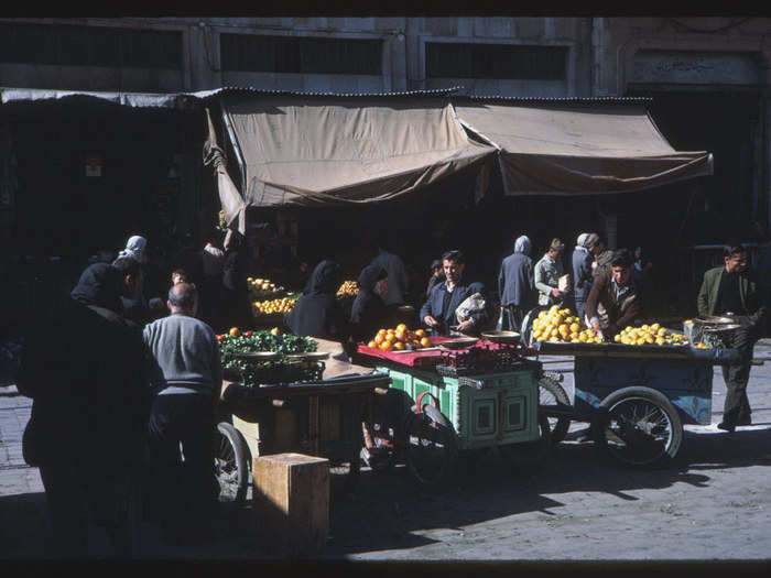 Carts were piled high with fruit ...