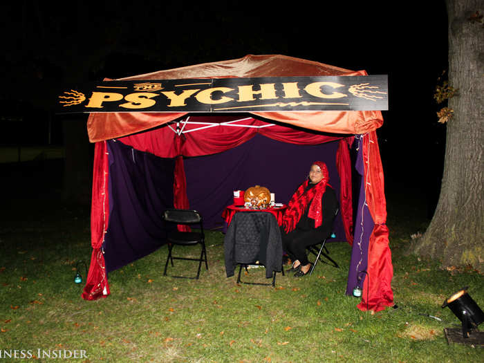 Several booths had been set up along the entrance area, including this table where a psychic was doing readings.