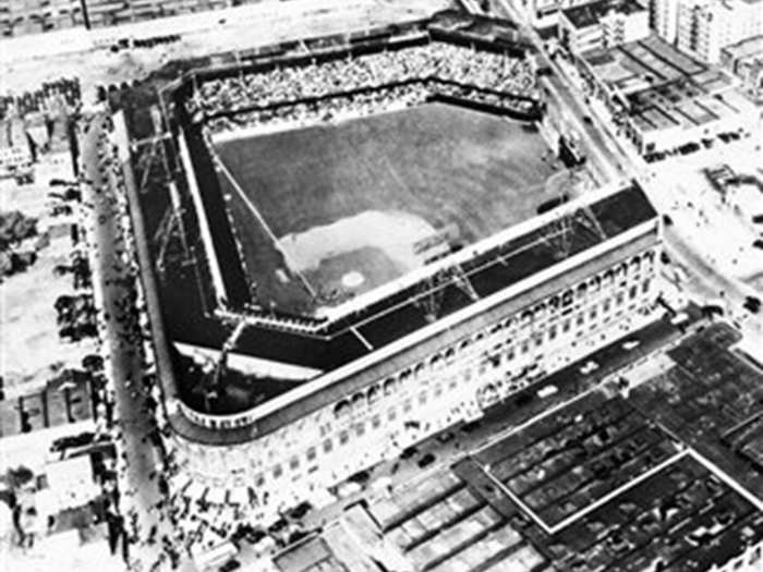 Here is an aerial view of Ebbets Field from its first season in 1913.