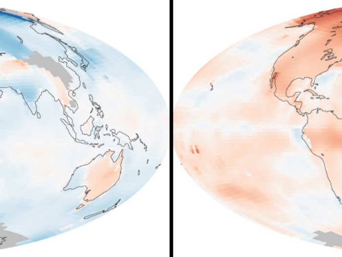 BONUS: These maps compare temperatures in each region of the world to what they were from 1951 to 1980. Earth