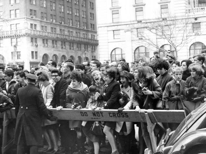 Mobs of Beatles fans crowded the hotel