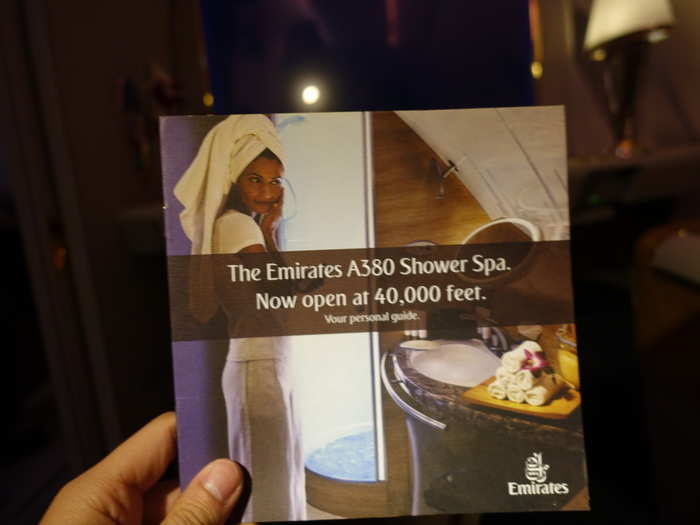 I then asked the flight attendant if I could partake in the highlight of any Emirates A380 First Class experience: the onboard shower. When it first launched, it was the cooler talk for everyone around the world. And now I was finally about to experience it. My ears were filled with joy when the flight attendant came over and said, "Mr. Huang, your shower is ready."