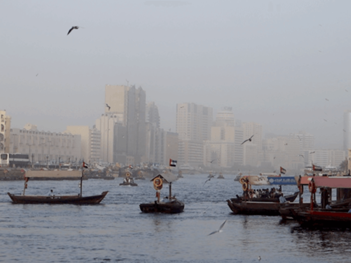 Here are Dhows in old Dubai.