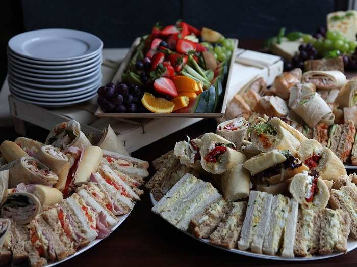 Sandwich platter and fruit