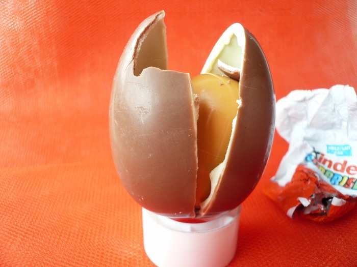 Kinder Surprise (sometimes known as Kinder Egg, Kinder Joy, or Kinder Sopresa) is manufactured by the Italian company Ferrero. A fun treat is hidden inside a rich chocolate egg. Unfortunately, they are banned in the US due to concerns about the potential for choking on the toys.