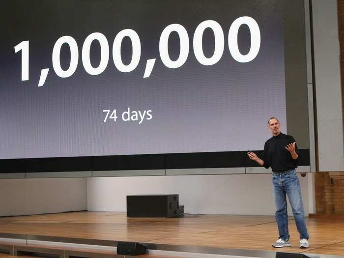 The iPhone was a massive hit, taking only 74 days from its August 2007 launch to sell a million units.