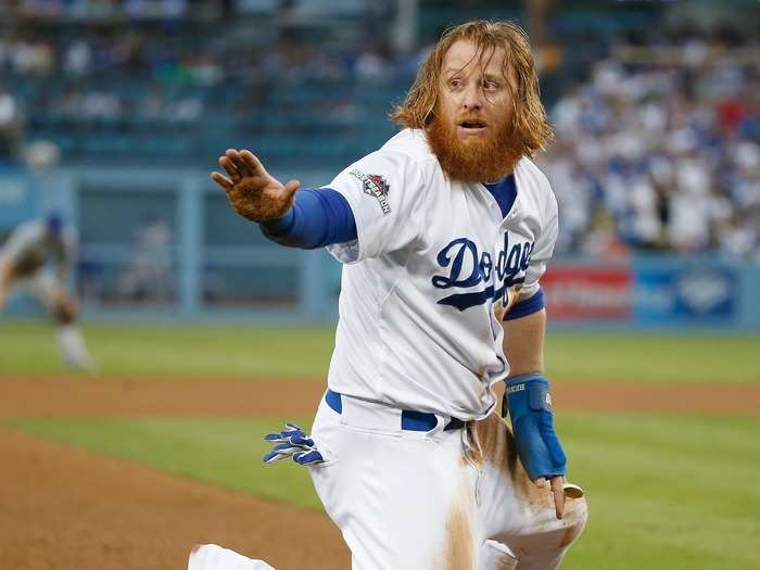 Dodgers infielder Justin Turner looks like he is in the wrong century.