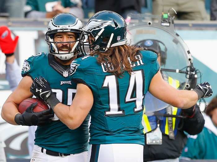 Riley Cooper has some of the longest hair in the NFL.