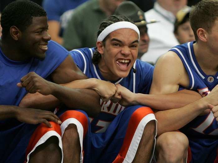 His hair was long in college, too, but he went with cornrows.