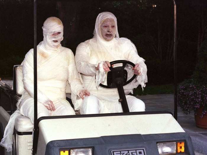 Al and Tipper gore dominated Halloween again during their annual party at the Naval Observatory in Washington, DC, in 1998.