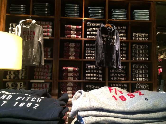 Abercrombie & Fitch had said it was cutting down on its use of logos, but there are logos everywhere.